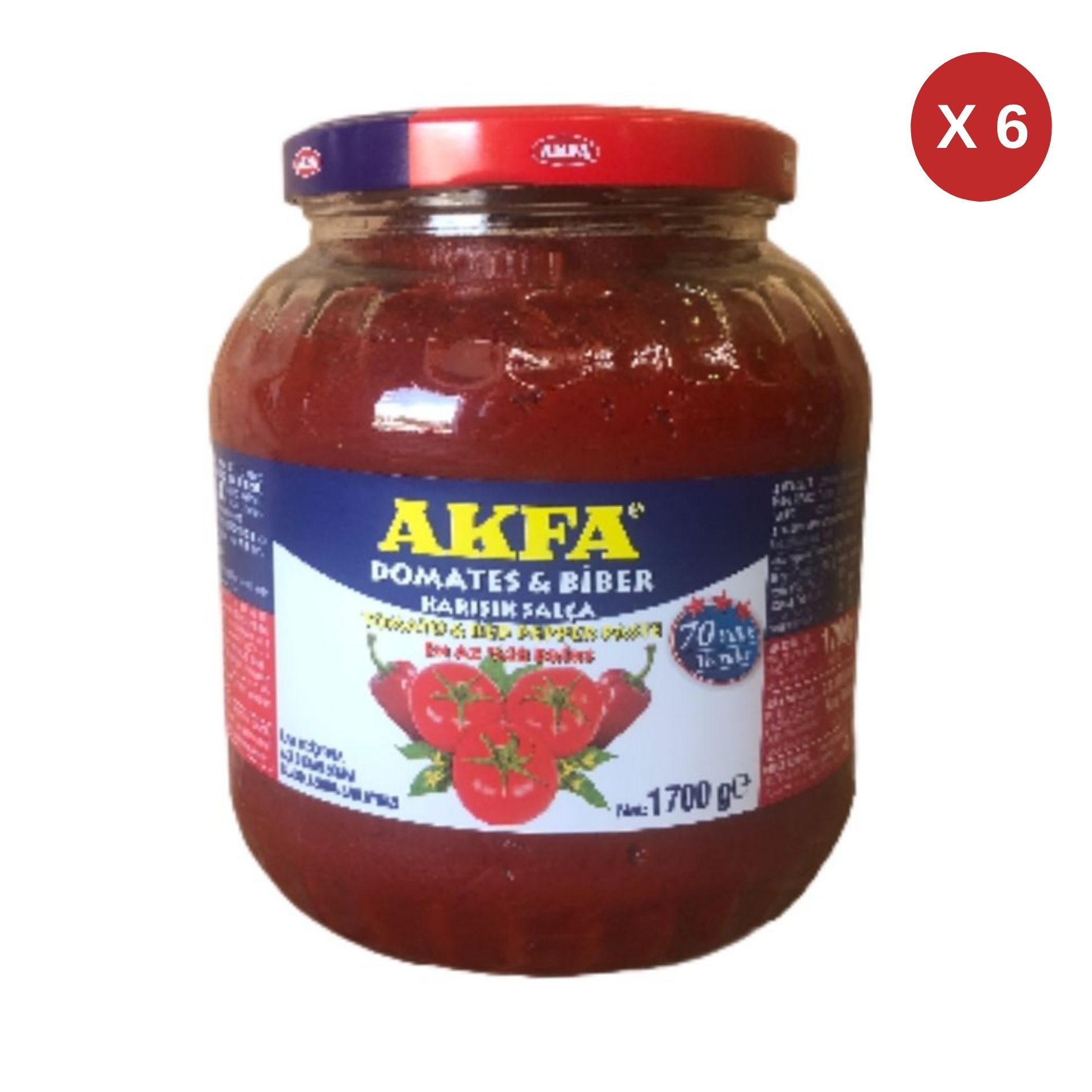 Akfa Domates & Biber Salçası Cam 1700 gr 28-30 Bx (6 ADET)