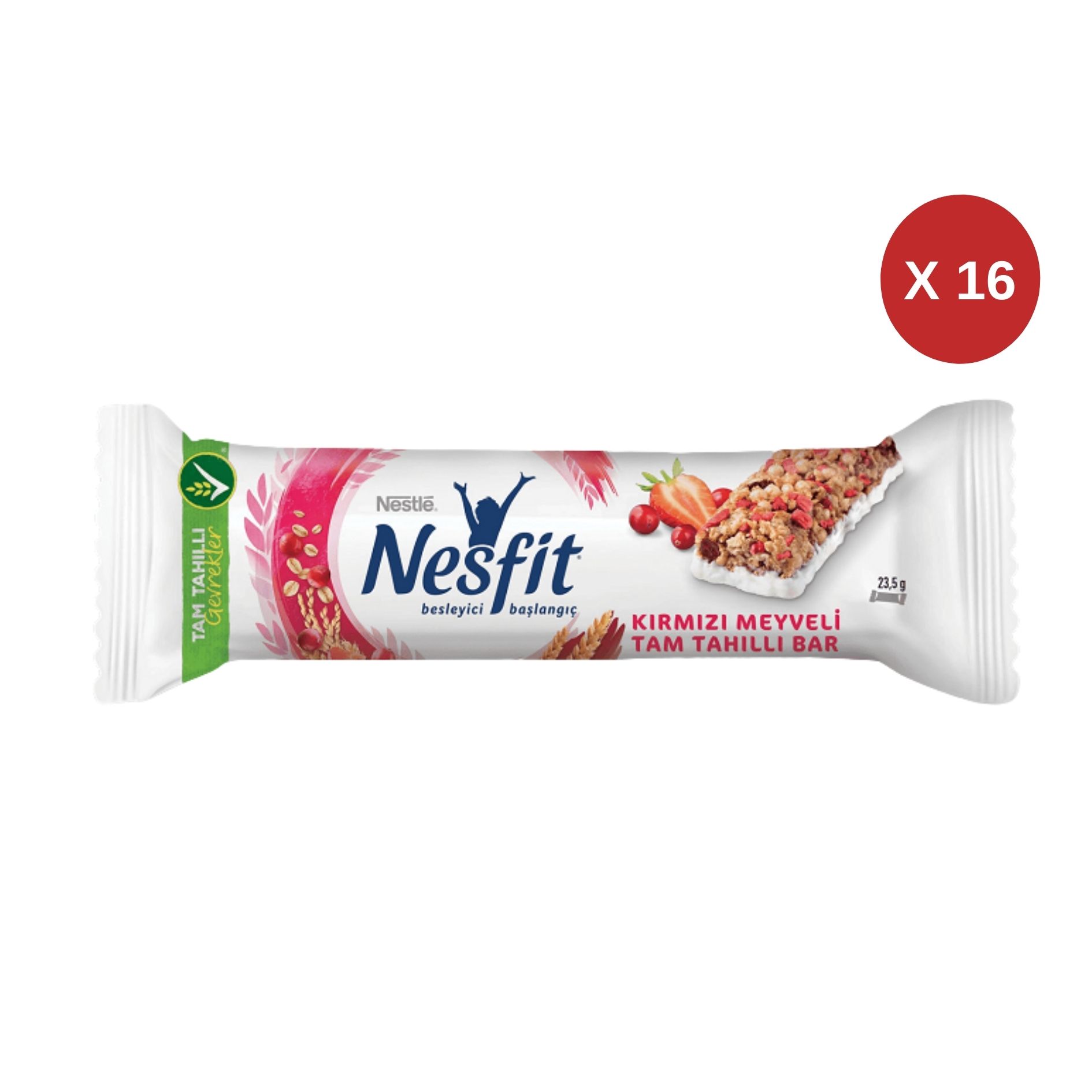 Nestle Nesfit Tam Tahıllı Bar 23,5 gr 16'lı Paket Kırmızı Meyveli