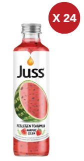 JUSS FESLEĞEN TOHUMLU KARPUZ&ÇİLEK CAM 250 ML 24 ADET